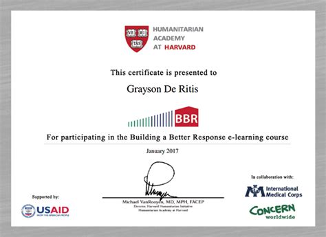 awarded  certificate  harvards building   response