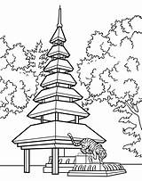 Pagoda Japanese Drawing Chinese Coloring Garden Pages Gardens Drawings Bridge Cartoon Kids Floating Cartoons Color Getdrawings Choose Board Colors sketch template