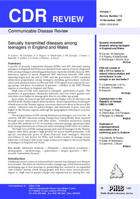 pdf sexually transmitted diseases among teenagers in