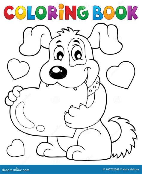 coloring book valentine dog theme  stock vector illustration