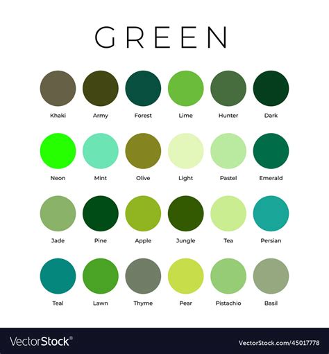shades  green color chart