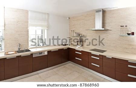 beautiful  modern kitchen interior design   home stock photo  shutterstock