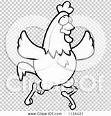 Chicken Crazy Flapping Cartoon Wings Running Its Outlined Coloring Clipart Vector Clip Thoman Cory sketch template