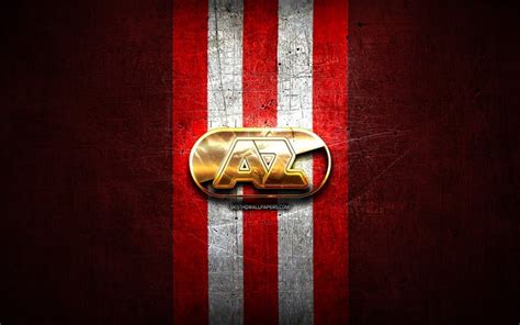 wallpapers az alkmaar golden logo eredivisie red metal background football az
