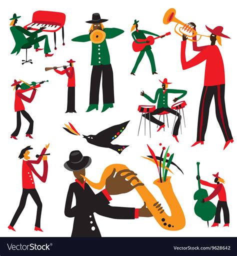 jazz musicians cartoons set royalty  vector image