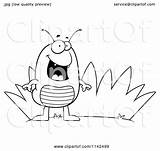 Flea Clipart Cartoon Grass Outlined Coloring Vector Cory Thoman Royalty sketch template