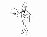 Camarero Waiter Kelner Cameriere Danie Niesie Druku Coctel Coloringcrew Acolore Profesiones Kolorowanka Wydrukuj Malowankę sketch template