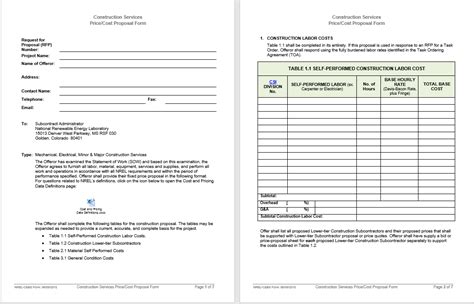 construction proposal templates  ms word templates