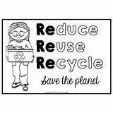 Reduce Recycle Coloring Reuse Pages Earth sketch template