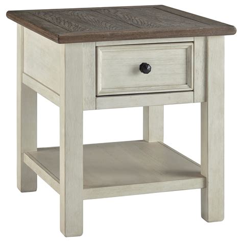 signature design  ashley bolanburg rectangular  table  drawer