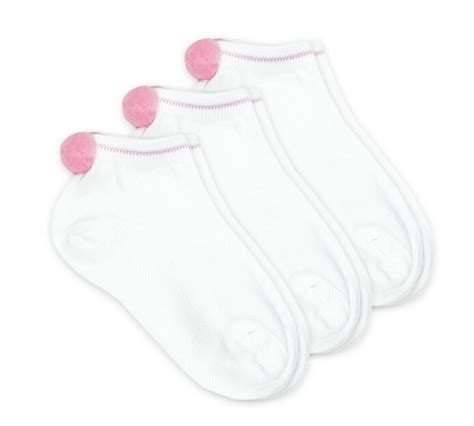 Jefferies Socks Girls Socks 3 Pair Pom Pom Low Cut Ankle Smooth Toe