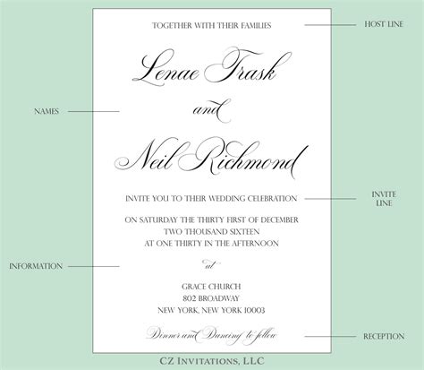 wedding invitation wording cz invitations