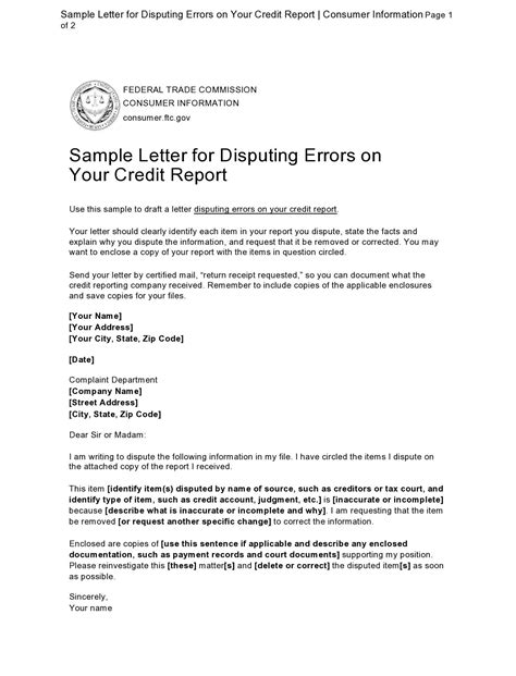 credit dispute letters templates  templatelab