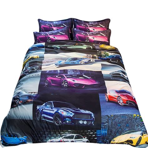 bedding set queen size sports car design kids duvet cover set