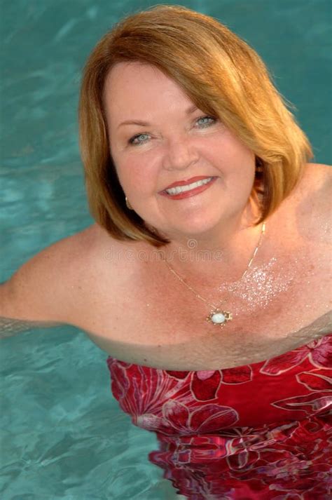 Mature Woman In Swimming Pool Stock Image Image Of Activity Female