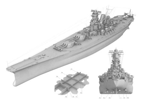 paper model kapal perang ijn yamato  construction