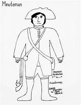 Minuteman Revolution American Coloring Paper Militia Doll sketch template