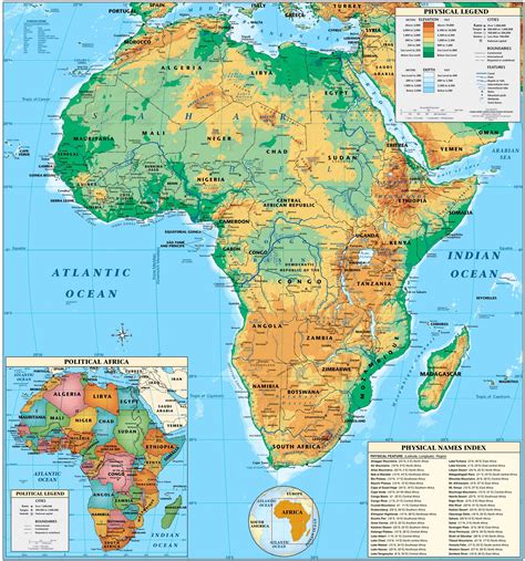 mapa fisico de africa tamano completo