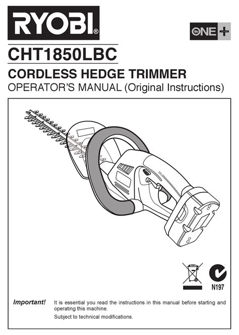 Ryobi Cht1850lbc Operators Manual Pdf Download Manualslib