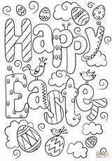 Easter Happy Coloring Doodle Pages Printable Supercoloring Colouring Påsk Målarbilder Spring Bunny Gratis Cute Egg Rabbit Doodles Holidays Drawing Printables sketch template