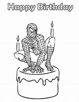 Spiderman Coloring Pages Birthday Happy Cake Spider Printable Superhero Man Colouring Drawing Color Kids Bestcoloringpagesforkids sketch template