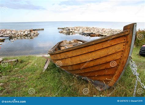 wooden rowboat stock photography image