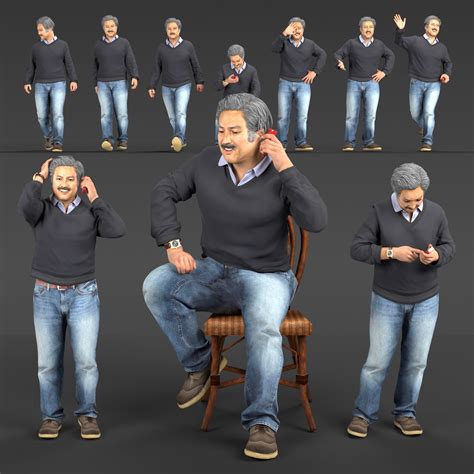 3d casual man with 10 poses cgtrader