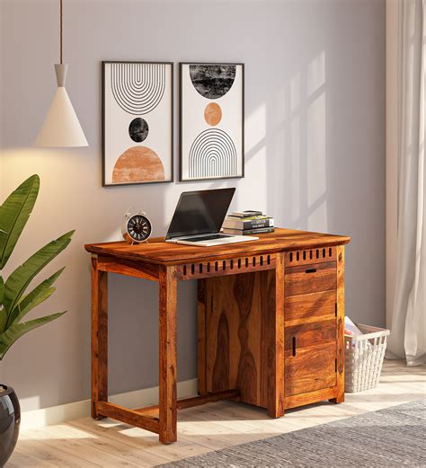 custom decor heesham wood study table  drawer storage solid wood