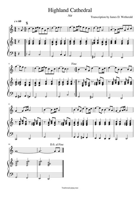 highland cathedral sheet music for flute organ download free in pdf or midi