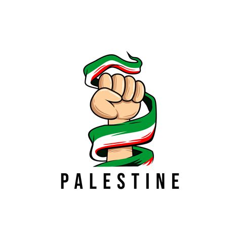 hand holding palestine flag vector template  palestine ribbon