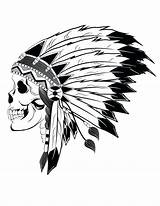 Indian Headdress Chief Skull Drawing Native Tattoo American Tattoos Drawings Easy Illustration 2d Vector Stencils Headress Getdrawings Coloring Draw Pages sketch template