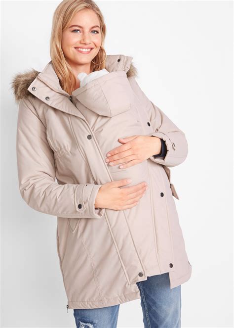 warme zwangerschapsjas draagjas met een tunnelkoord mat roze