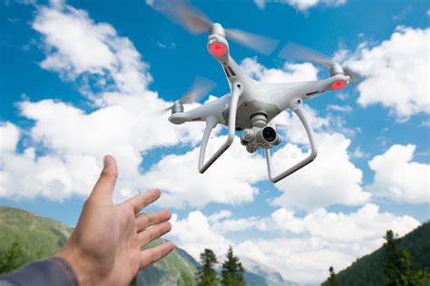 hovering drone   hand stock photo image  flight