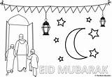 Eid Fitr Ul Colouring Sheets Kids Children Prayer Moon Mosque Muslim Stars Head Two sketch template
