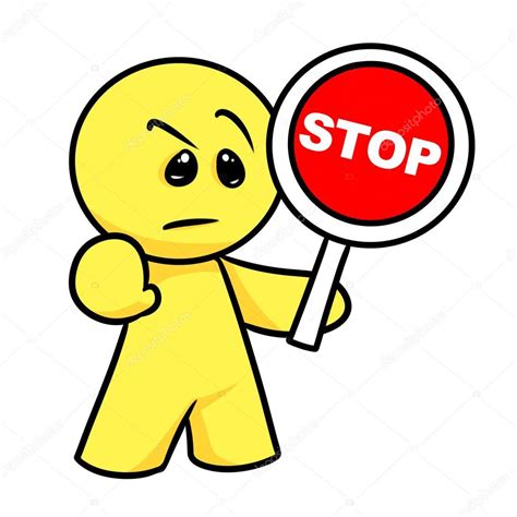 smiley character attention stop sign cartoon stock photo  cefengai