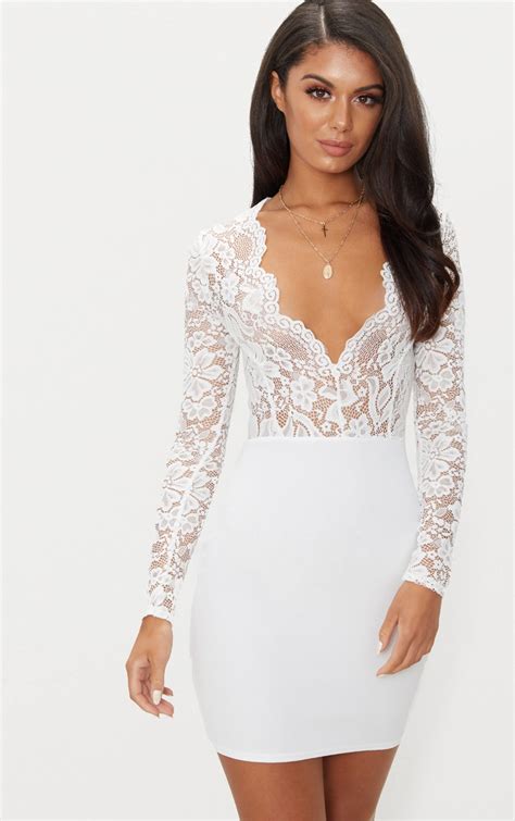 White Lace Top Long Sleeve Bodycon Dress Nike Tiger Woods Good