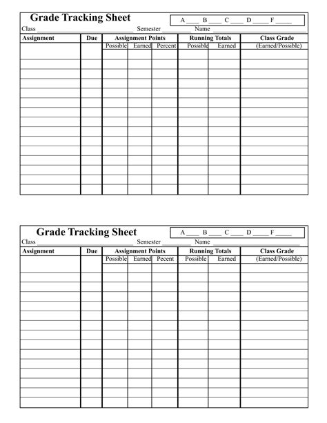 student grade sheet printable