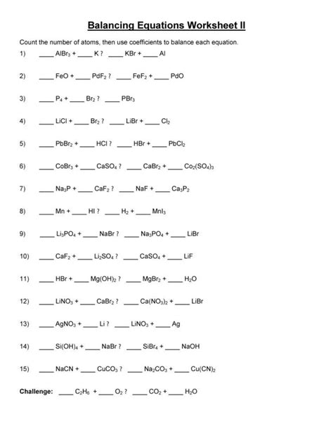balancing equations practice worksheet answer key db excelcom