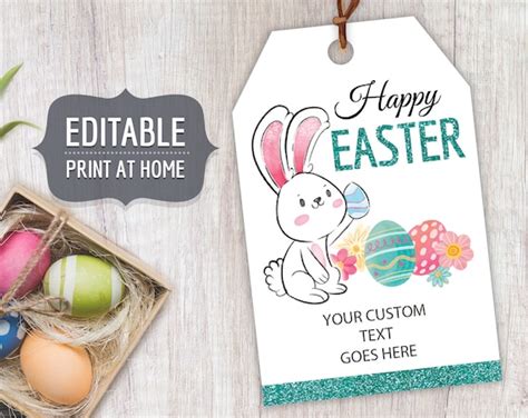 instant  easter bunny gift tag editable editable printable