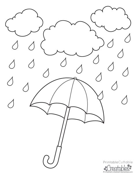 rainy day umbrella  printable coloring page