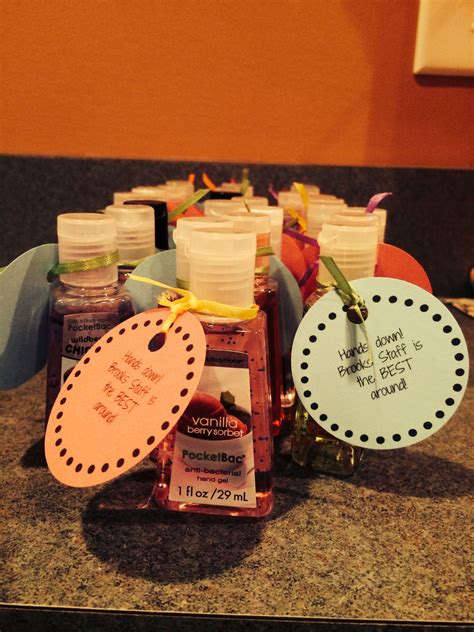 mini hand sanitizers  custom tags  staff appreciation week nurses week gifts gifts