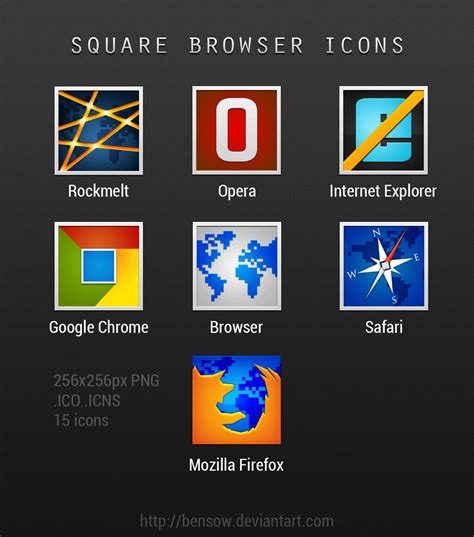 Square Browser Icons By Bensow On Deviantart