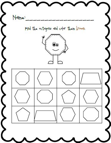 thebrownfaminaz octagon worksheet  preschoolers