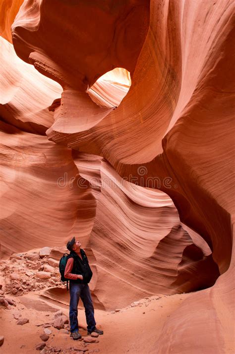hiking lower antelope canyon stock image image of nature person 36165703