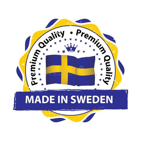 sweden icon premium quality sticker  swedish colors stock vector illustration