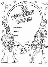 Coloring Birthday Pages Happy Card Printable Party Grandma Kids Princess Cards Mom Invitation Color Teacher Daddy Print Girls Invite Template sketch template