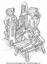 Building Organ Pipe Coloring Church Pipes Musicians Carpenters Bench Workshop Tools Description sketch template