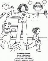 Crossing Guard Coloring School Community Helpers Pages Preschool Neighborhood Safety Kids Homeschooling Dover Publications Social Books Students Studies Worksheets Print sketch template