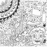 Trippy Weed Stoner Psychedelic Creative Pothead Tiktok Colouring Inappropriate Coloringhome Birijus Px sketch template