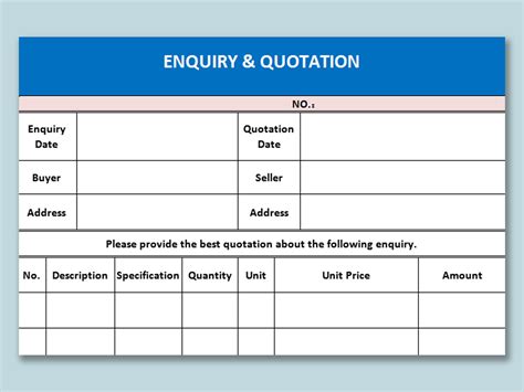 excel  enquiry  quotationxlsx wps  templates